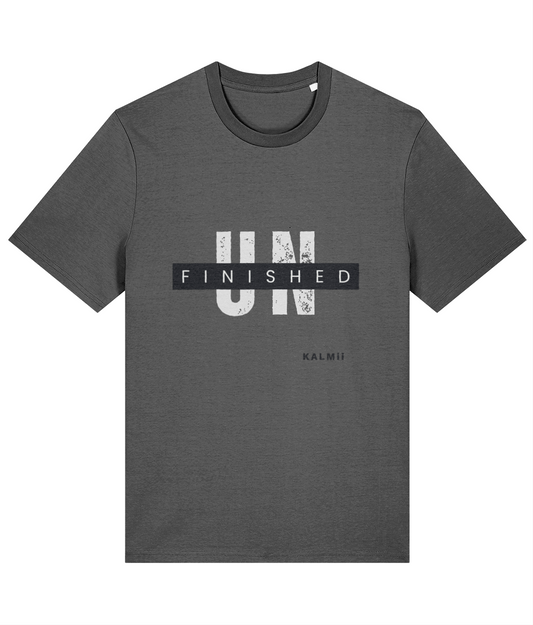 Mens 'UNFINISHED' Tee by KALMii dark grey