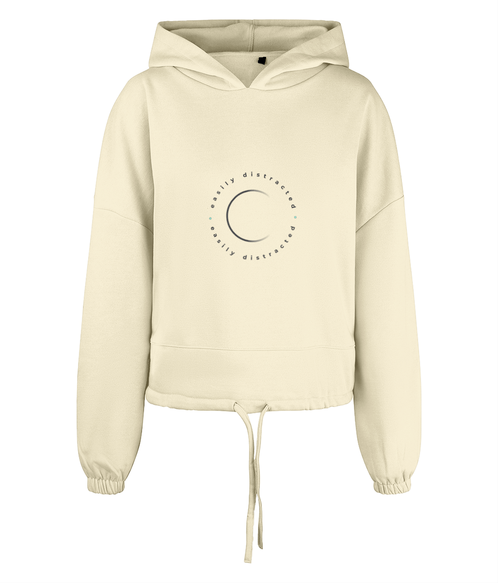 Beige hoodie with a logo on a white background