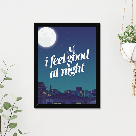 Night Owls- KALMii Art Print, set against a neutral coloured wall