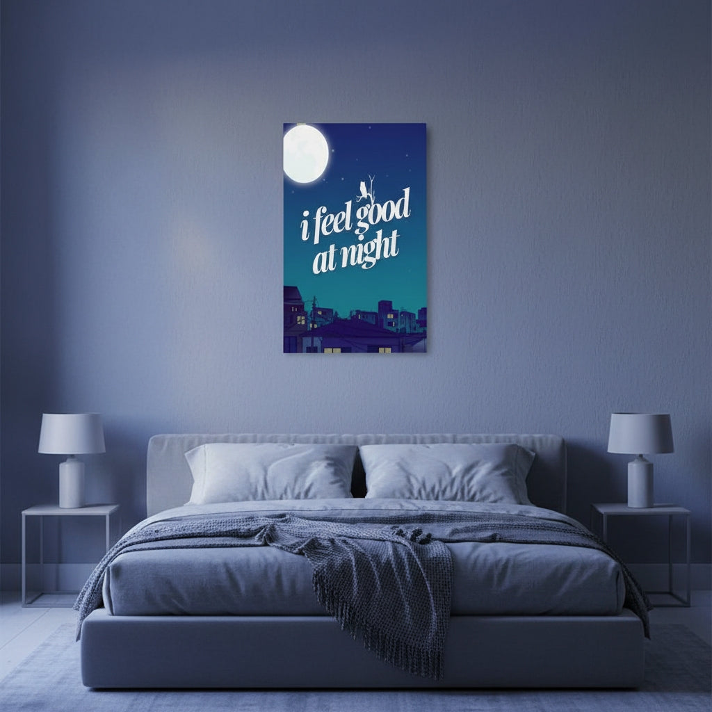 modern bedroom with KALMii NIght Owl - Art Print