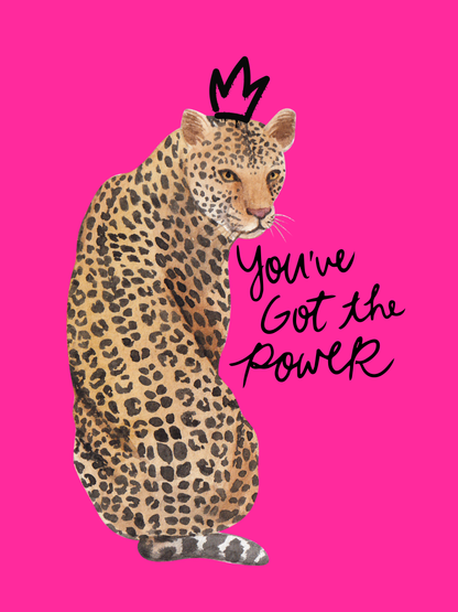Art print of leopard on pink background