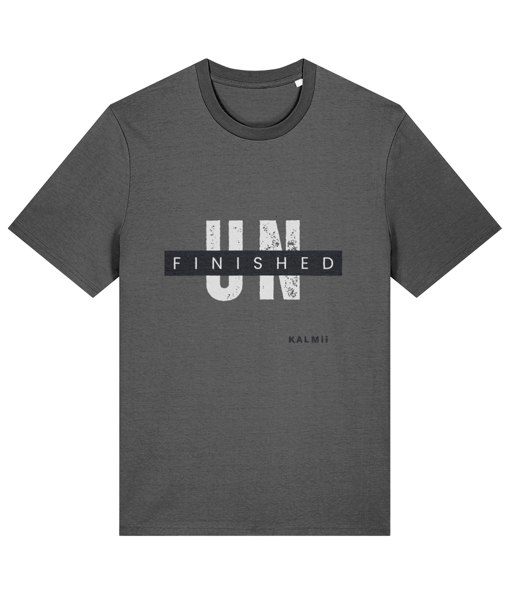 Mens 'UNFINISHED' Tee by KALMii dark grey