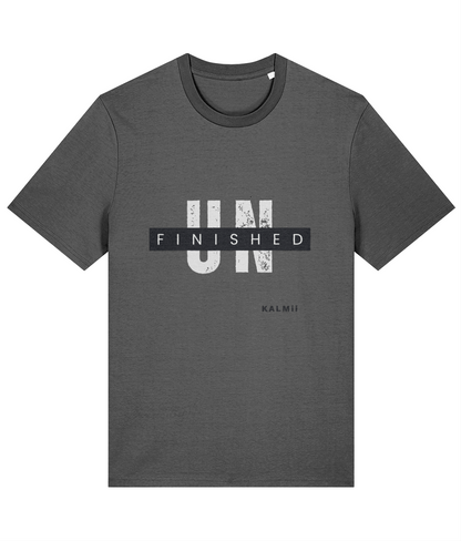 Mens 'UNFINISHED' Tee by KALMii dark grey