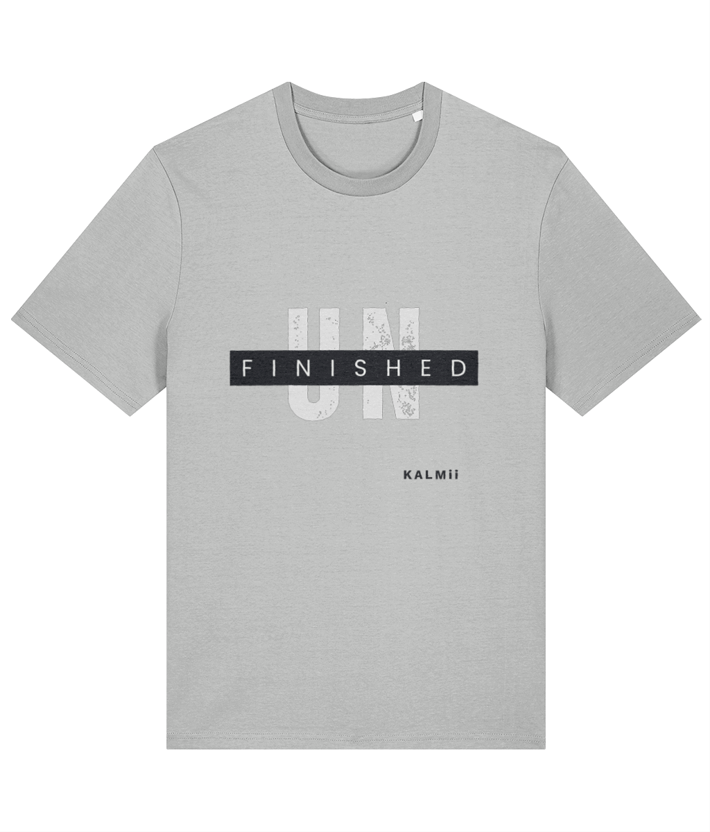 Mens 'UNFINISHED' Tee by KALMii  light grey