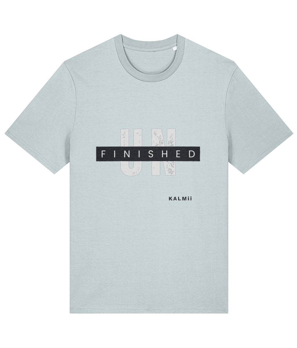 Mens 'UNFINISHED' Tee by KALMii light blue